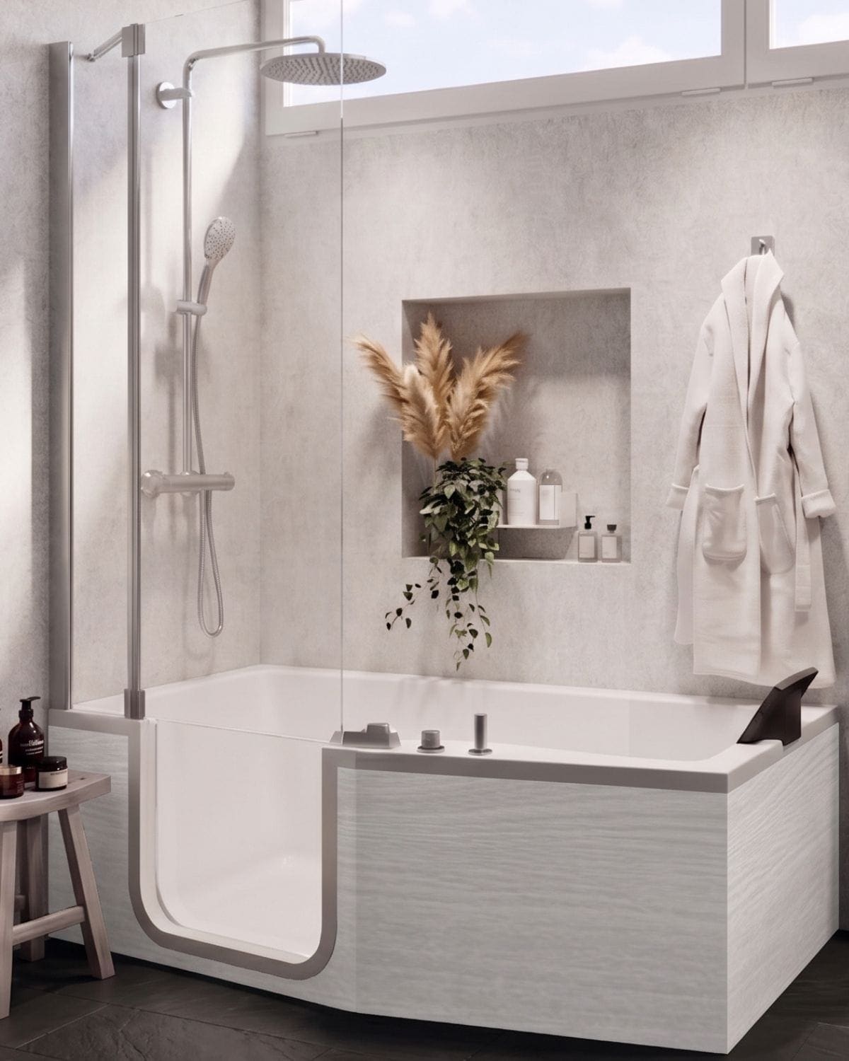 Pure instapbad in wit hout — licht & subtiel